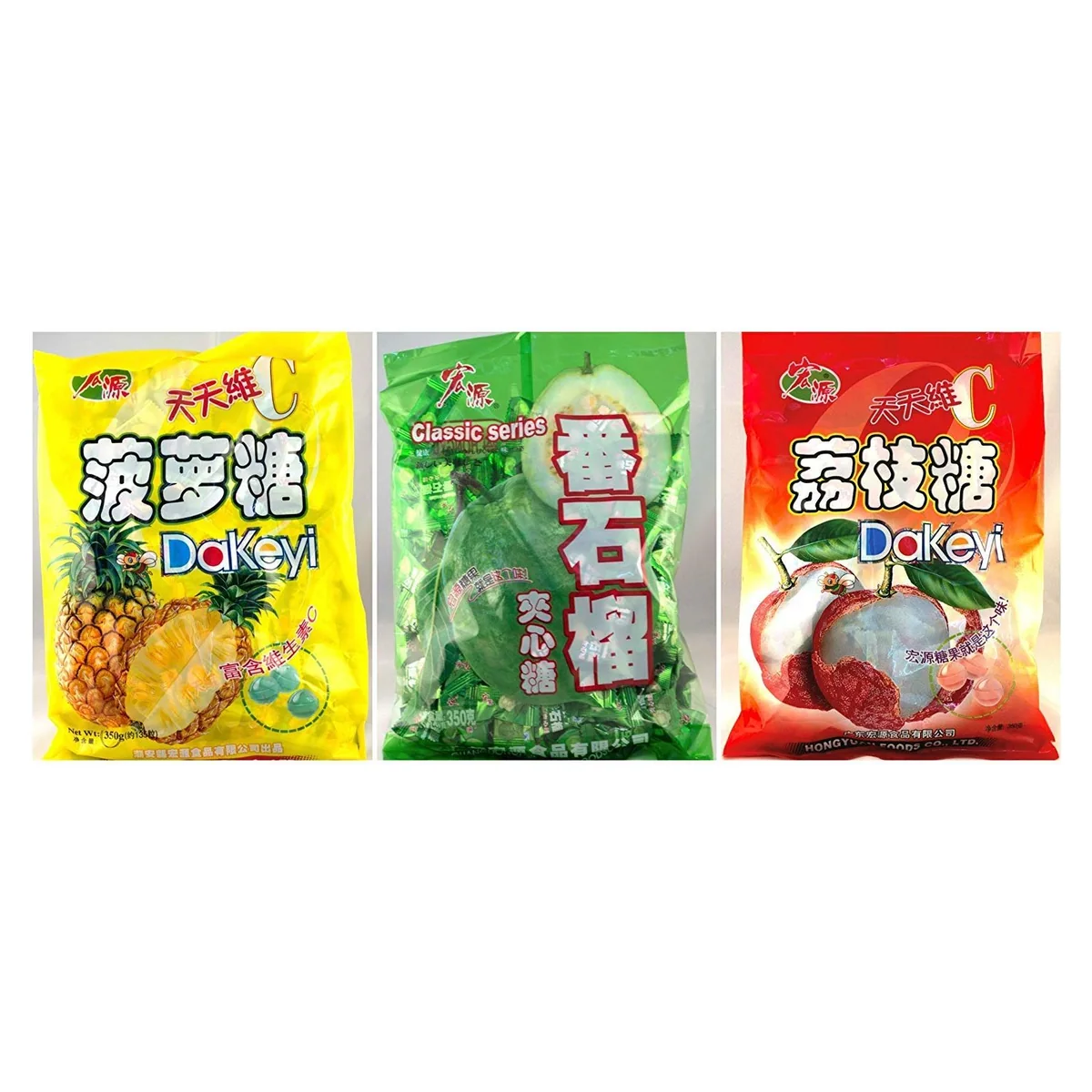 Hongyuan Fruit Candy Trio: Pineapple, Guava & Lychee